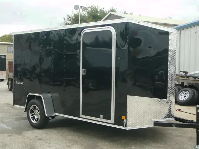 12FT BLACK  CARGO TRAILER WITH REAR RAMP