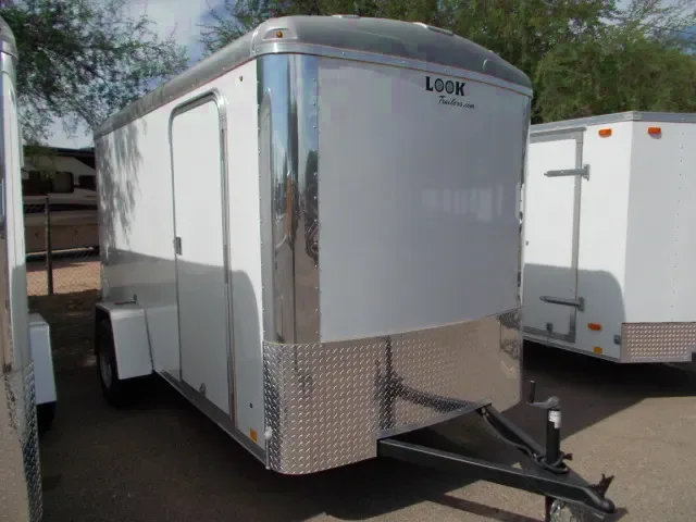 12ft White Cargo w/Ramp Door-Flat Front
