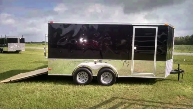 Black V-Nose 14ft Enclosed Cargo Trailer