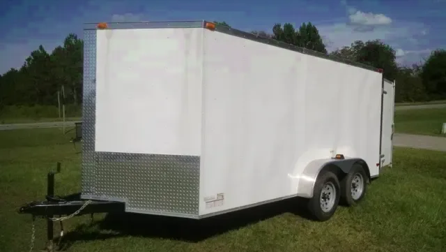 White V-nose 14ft Enclosed Cargo Trailer
