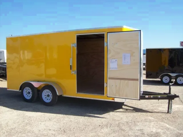 YELLOW 16FT BUMPER PULL CARGO TRAILER