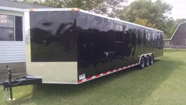 Black 34ft V-Nose Enclosed Cargo Trailer