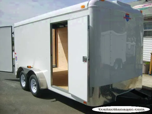 14FT Flat Front White Cargo Trailer w/Double Door