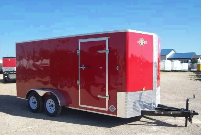 16FT RED V-NOSE ENCLOSED CARGO TRAILER