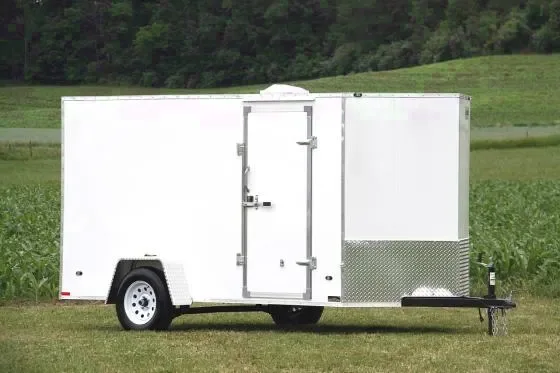 White 12FT  WEDGE W/ RAMP DOOR