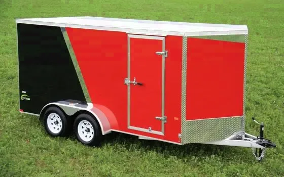 16FT ALUMINUM CARGO W/ RAMP DOOR-RED AND BLACK