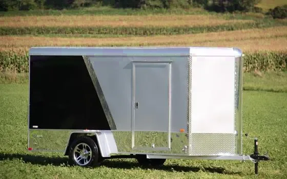 12FT SILVER/BLACK ALUMINUM PREMIUM CARGO TRAILER W/ RAMP DOOR