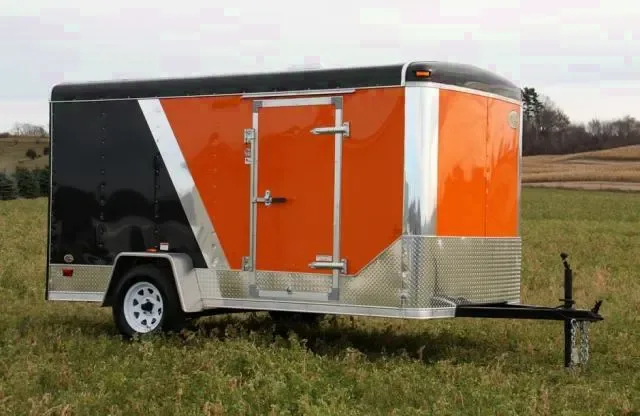 12FT ORANGE AND BLACK CARGO/MOTORCYCLE TRAILER