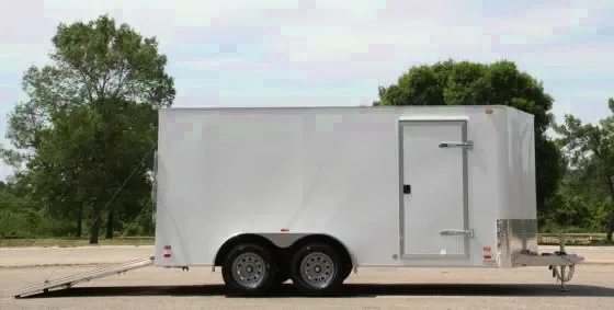 ALUMINUM 14FT CARGO TRAILER W/ V-NOSE AND RAMP DOOR