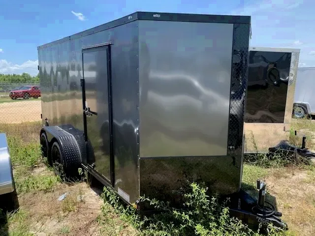 14FT TANDEM AXLE CHARCOAL BLACKOUT CARGO TRAILER RAMP