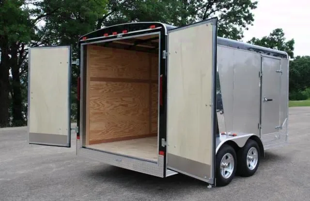 14FT TA GREY CARGO TRAILER W/BARN DOORS