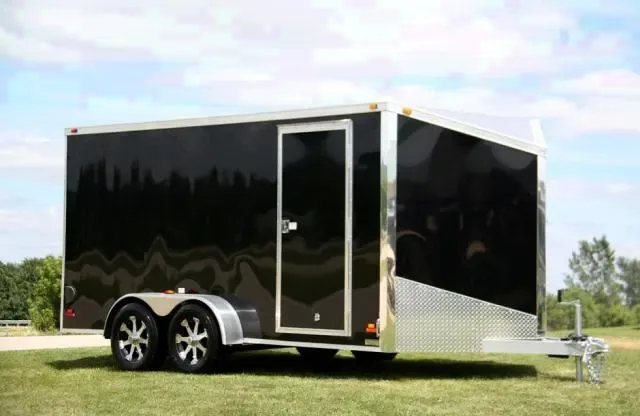 14FT BLACK TA V-NOSE CARGO TRAILER