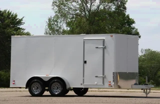 ALUMINUM 14FT CARGO TRAILER W/ V-NOSE AND RAMP
