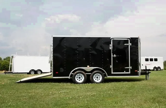 BLACK 14FT STANDARD CARGO TRAILER  W/RAMP