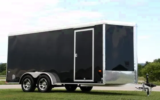 16FT BLACK TANDEM AXLE ROUND TOP ALUMINUM CARGO TRAILER