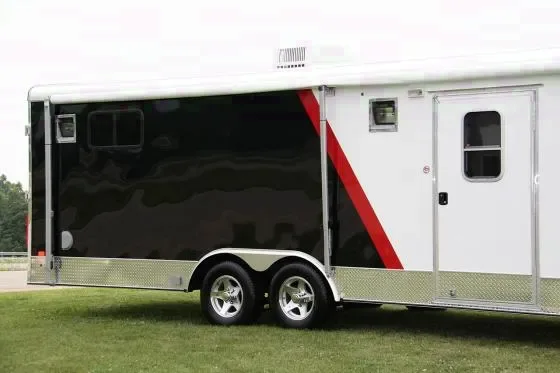 27FT COMBO HAULER DELUXE BLACK AND WHITE W/RED STRIPE