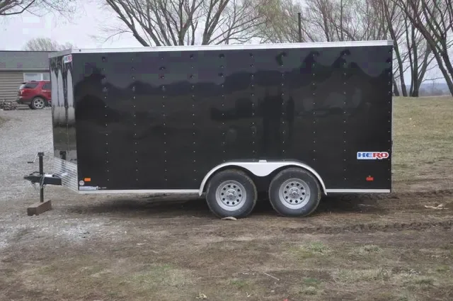 BLACK 14FT TANDEM AXLE CARGO TRAILER