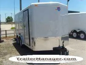 16FT V-Nose White Cargo Trailer With Ramp