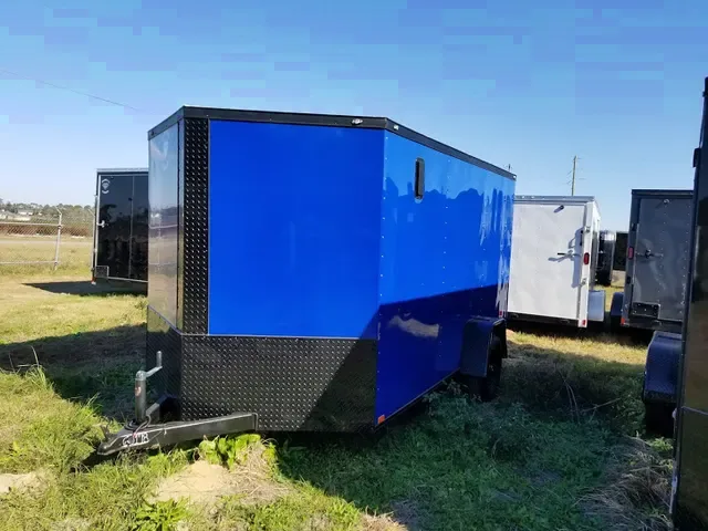 12FT BLUE CARGO TRAILER W/BLACKOUT PACKAGE