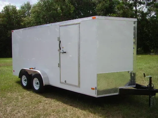 16FT WHITE CARGO TRAILER W/DOUBLE REAR DOORS