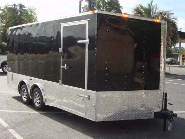 16FT BLACK CARGO TRAILER W/RAMP