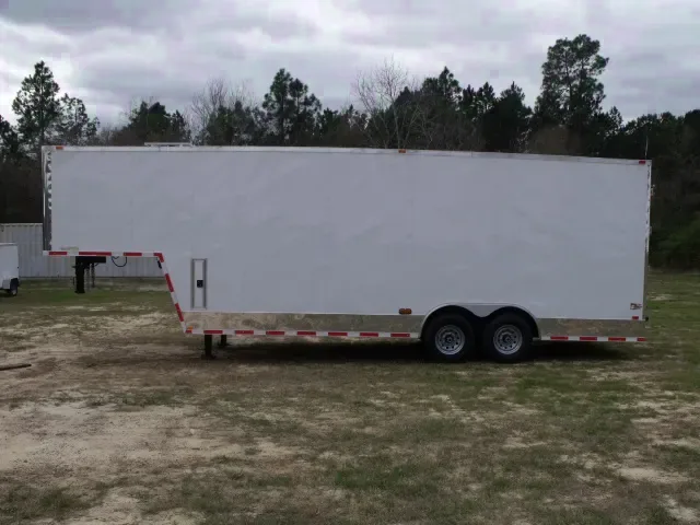 WHITE 8.5 X 30 GOOSENECK CARGO TRAILER