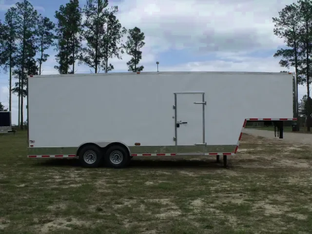 WHITE 30FT GOOSENECK TRAILER W/ELECTRICAL PACKAGE