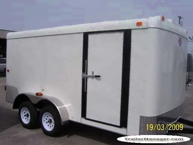 14FT  Tandem Axle Cargo Trailer WHITE With Double Door