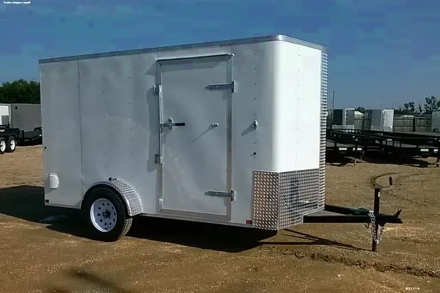 12FT White Single Axle V-Nose-Flat Front