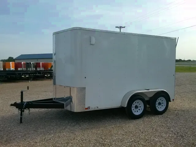 12FT WHITE V-NOSE CARGO TRAILER-ALL ALUMINUM