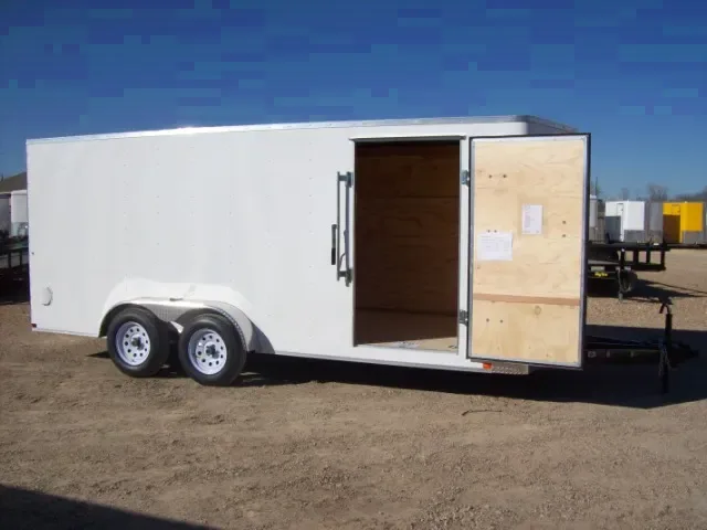 16FT WHITE CARGO TRAILER W/REAR RAMP DOOR