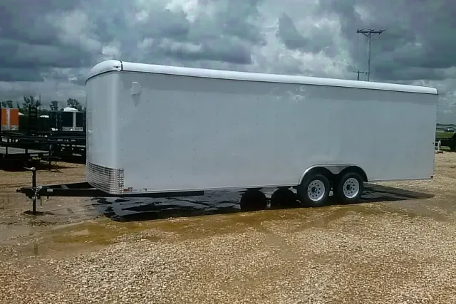 WHITE 24FT FLAT FRONT ENCLOSED CARGO TRAILER