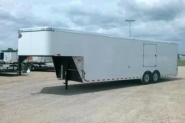 WHITE 34FT GOOSENECK AUTO TRAILER