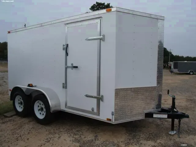 White 12ft Enclosed Tandem Axle Cargo Trailer