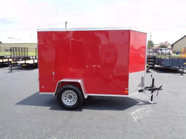 8ft   Single Axle RED With Ramp and Spare Tire
