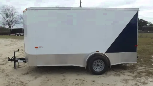 12ft Single Axle White and Blue With Double Door