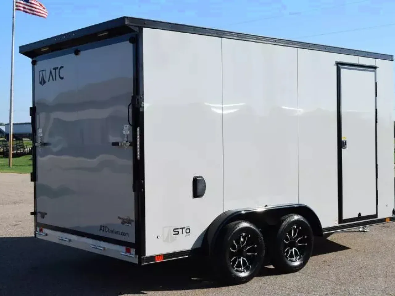 ATC 7.5x14 STO 400 ALUMINUM CARGO TRAILER w/ BLACK TRIM PACKAGE