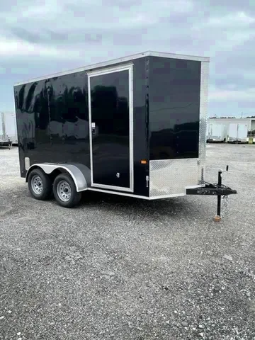 12ft Enclosed Cargo Trailer-Tandem Axle Black Flat Front
