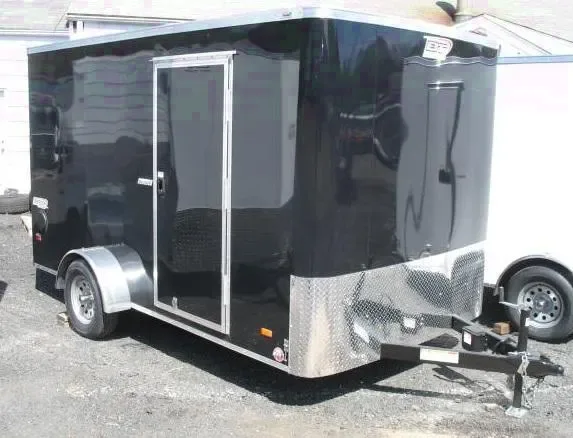 Black Single Axle 12ft Cargo Trailer-Flat Front