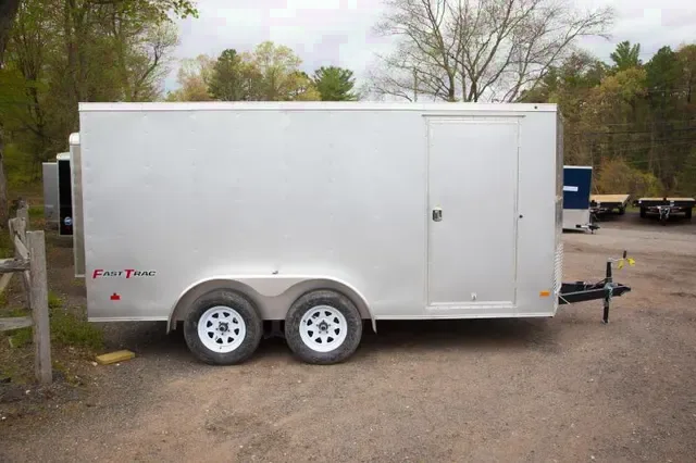 Tandem Axle 14ft Enclosed Cargo Trailer-Silver-Ramp