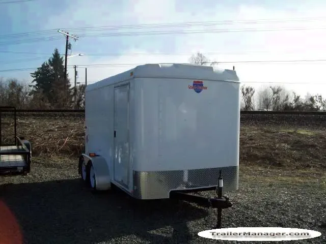 White Flat Front 12FT Cargo Trailer w/Ramp-T/A