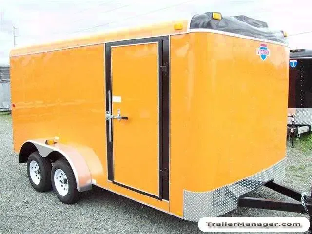 Yellow 14ft Cargo Trailer Tandem Axle With Ramp