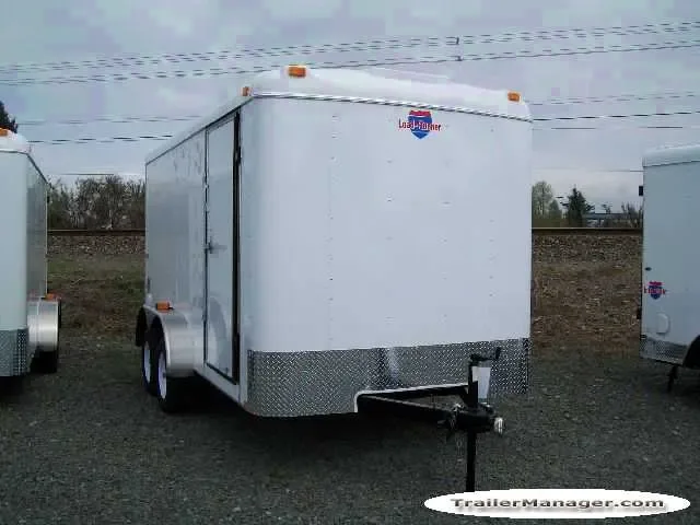 14ft  WHITE Flat Front Cargo Trailer With Ramp