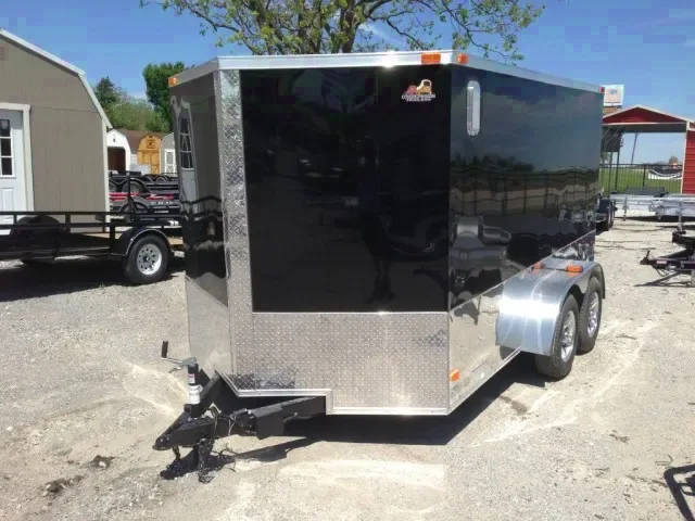 Black 12ft Tandem Axel V-Nose Enclosed Trailer
