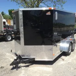 12ft  Black   TA V-Nose Cargo Trailer with Wrap Around Diamond Plating
