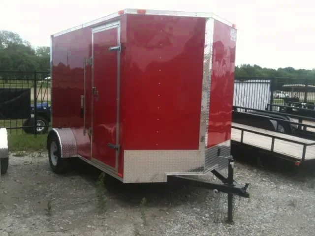 Cargo 10ft V-nose with Ramp Door Red