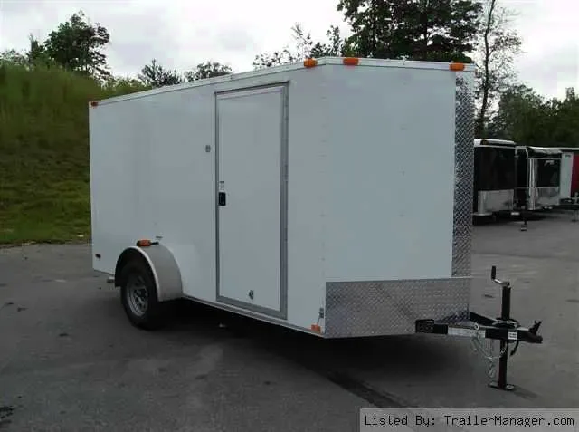 12ft  V-Nose Enclosed Trailer-White