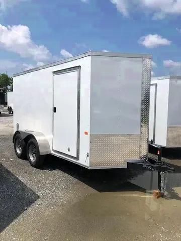 V-nose White TA 12ft Cargo Trailer