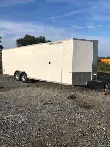 White 24ft Cargo Trailer w/Ramp Door