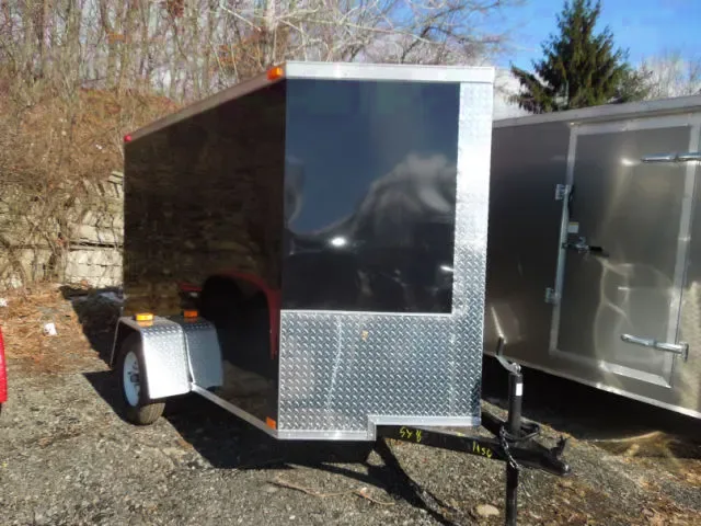 Black 10ft Enclosed Cargo Trailer-V-Nose w/Slant